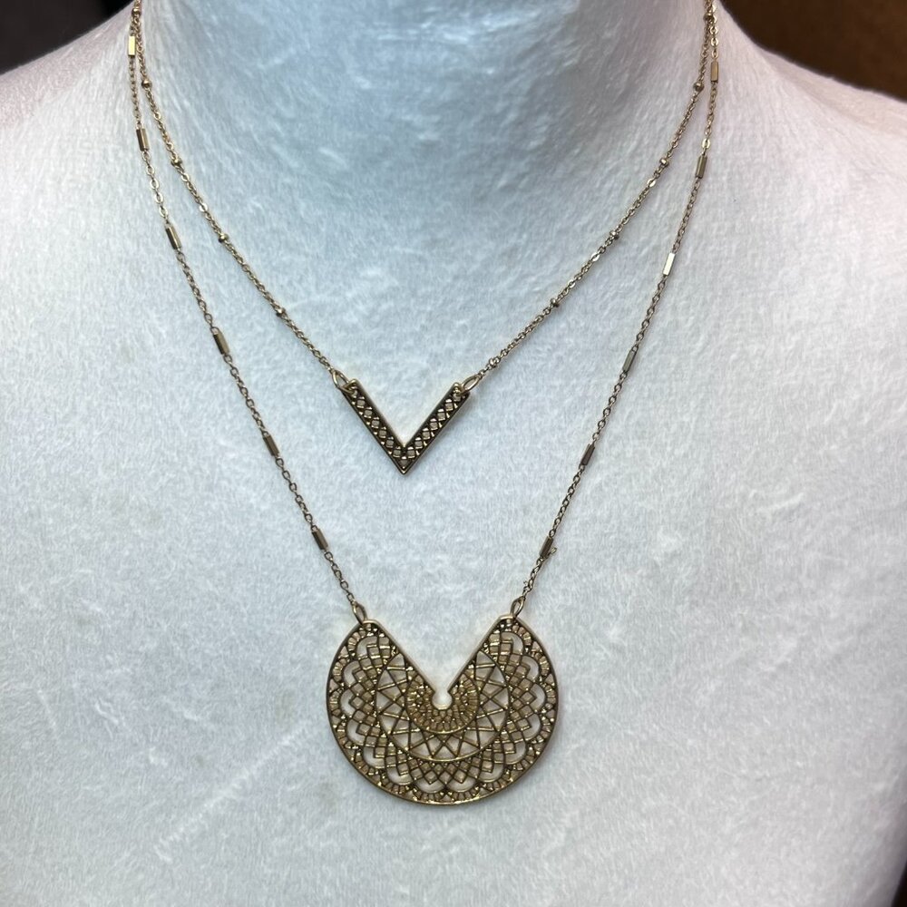 Gold Boho Double Strand Dainty Necklace